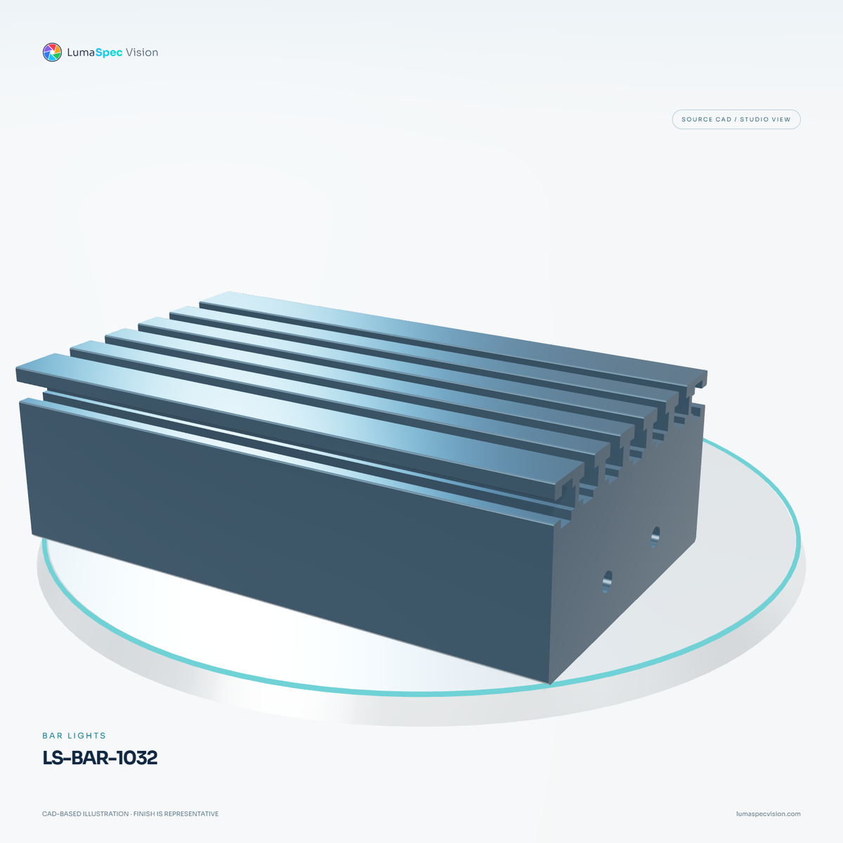 LS-BAR-1032 — Bar lights, 3D view 3. CAD-based illustration; finish is representative.