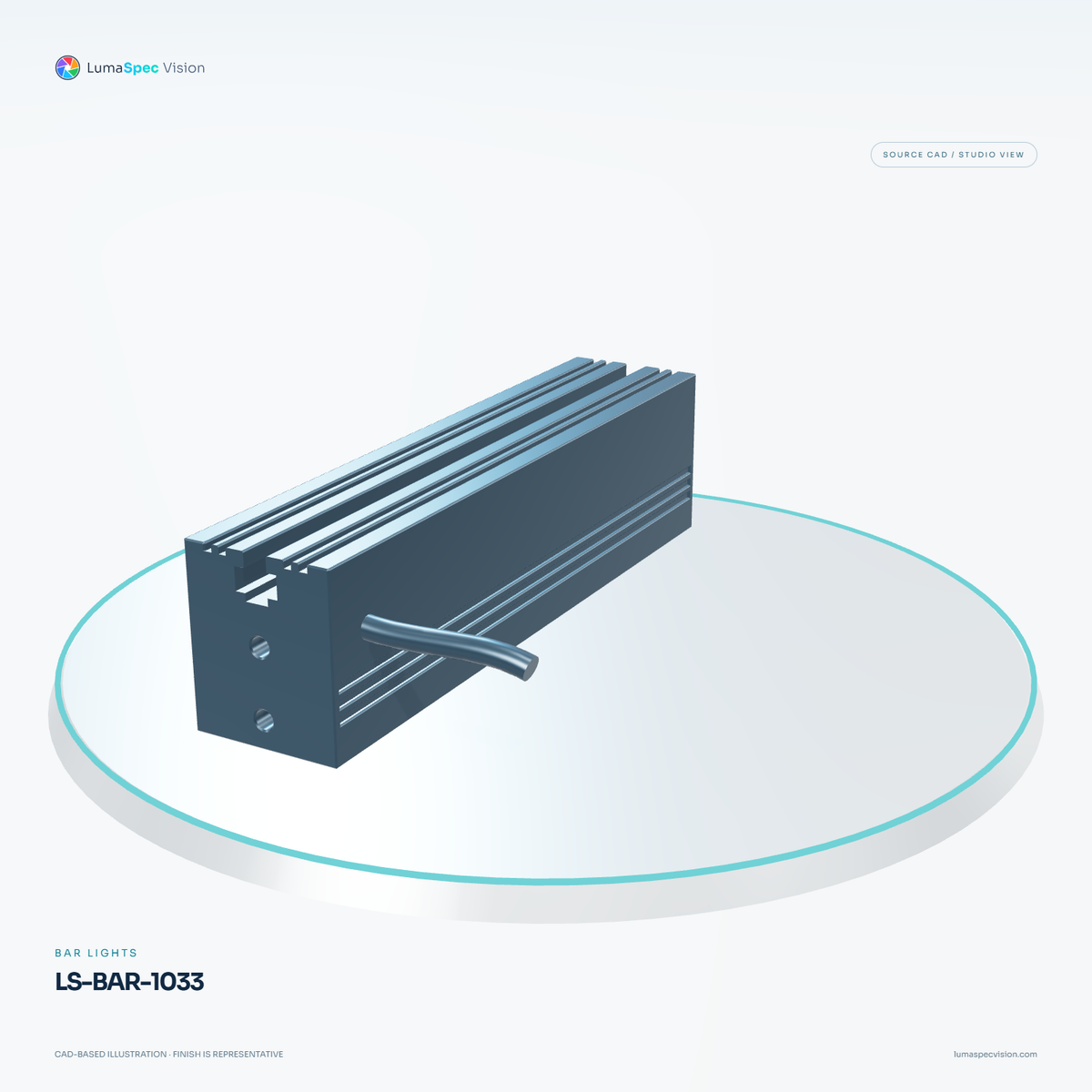 LS-BAR-1033 — Bar lights, 3D view 2. CAD-based illustration; finish is representative.