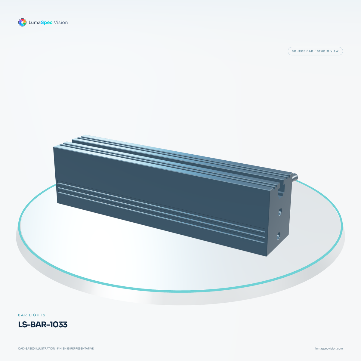 LS-BAR-1033 — Bar lights, 3D view 3. CAD-based illustration; finish is representative.