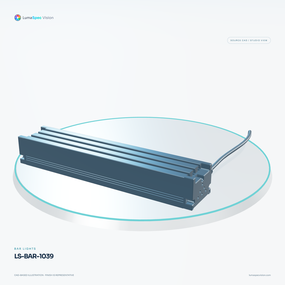 LS-BAR-1039 — Bar lights, 3D view 3. CAD-based illustration; finish is representative.