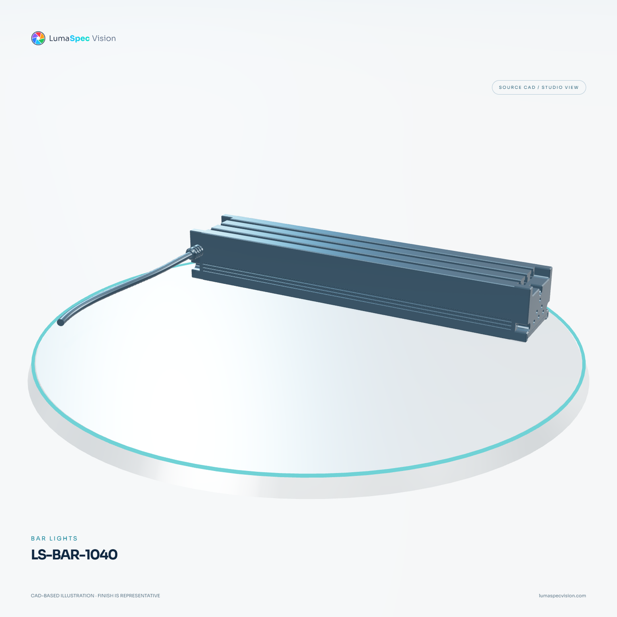 LS-BAR-1040 — Bar lights, 3D view 1. CAD-based illustration; finish is representative.
