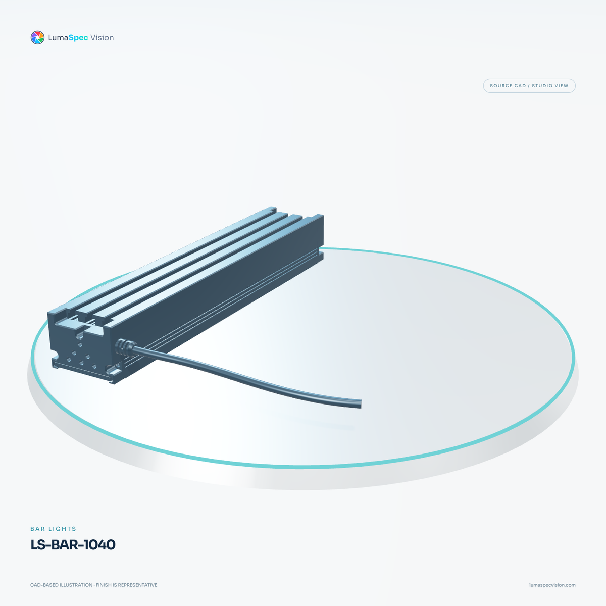 LS-BAR-1040 — Bar lights, 3D view 2. CAD-based illustration; finish is representative.