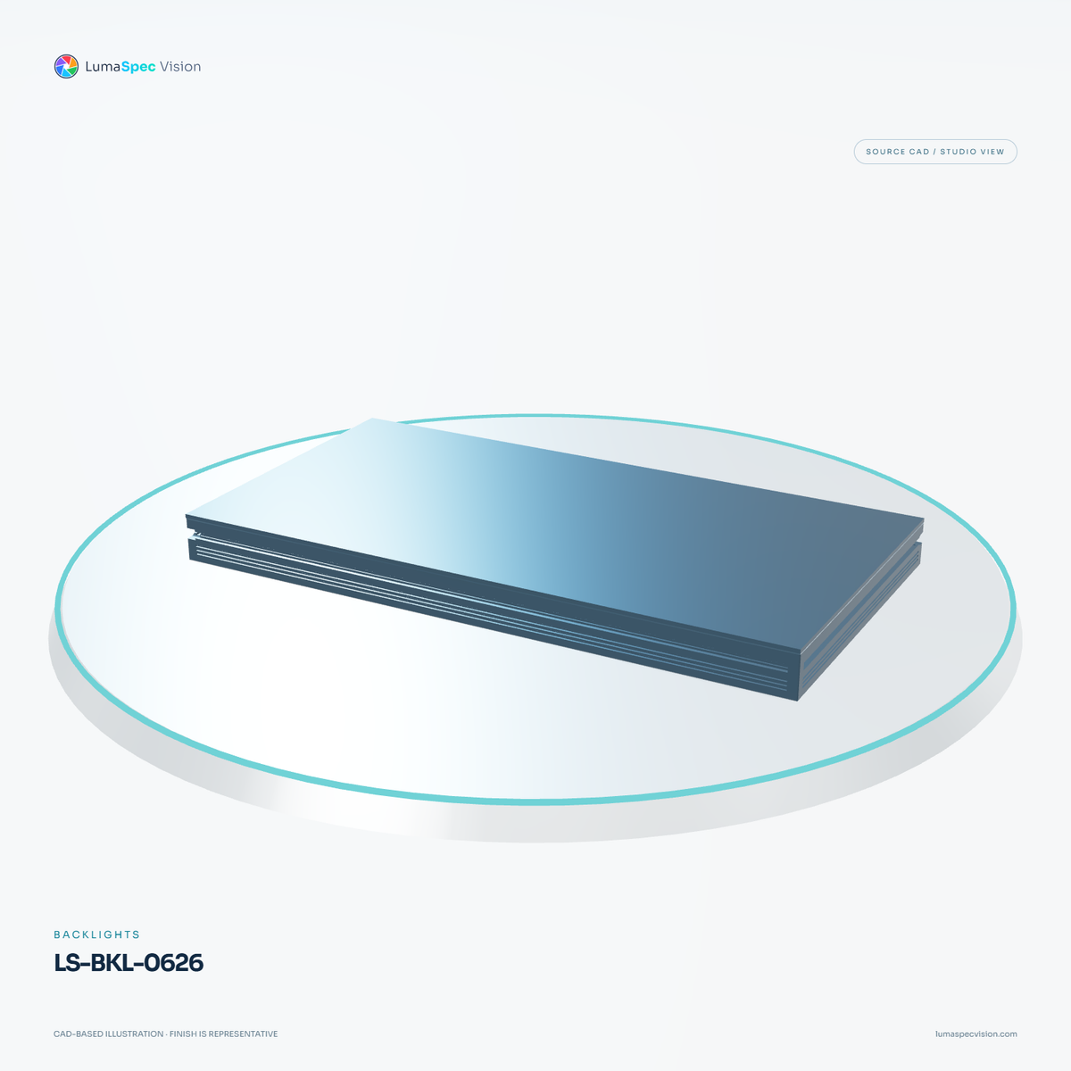 LS-BKL-0626 — Backlights, 3D view 1. CAD-based illustration; finish is representative.