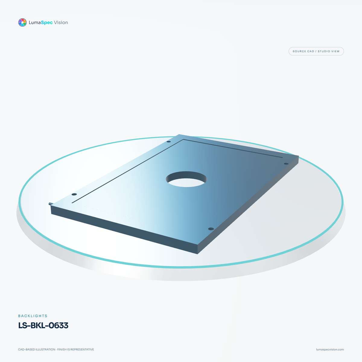 LS-BKL-0633 — Backlights, 3D view 2. CAD-based illustration; finish is representative.