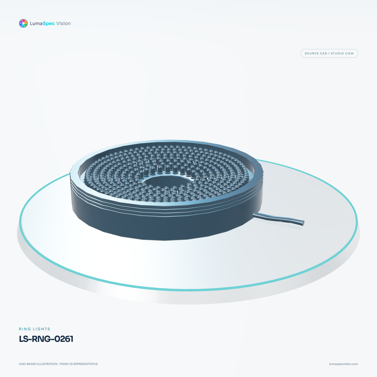 LS-RNG-0261 — Ring lights, 3D view 2. CAD-based illustration; finish is representative.