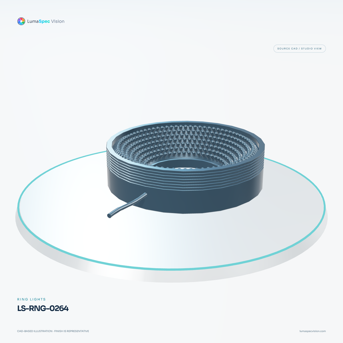 LS-RNG-0264 — Ring lights, 3D view 1. CAD-based illustration; finish is representative.