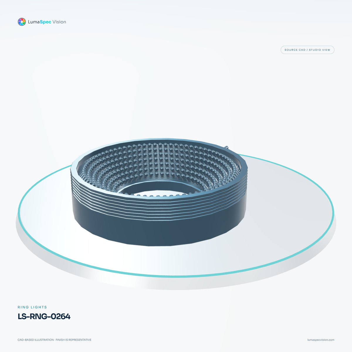LS-RNG-0264 — Ring lights, 3D view 3. CAD-based illustration; finish is representative.