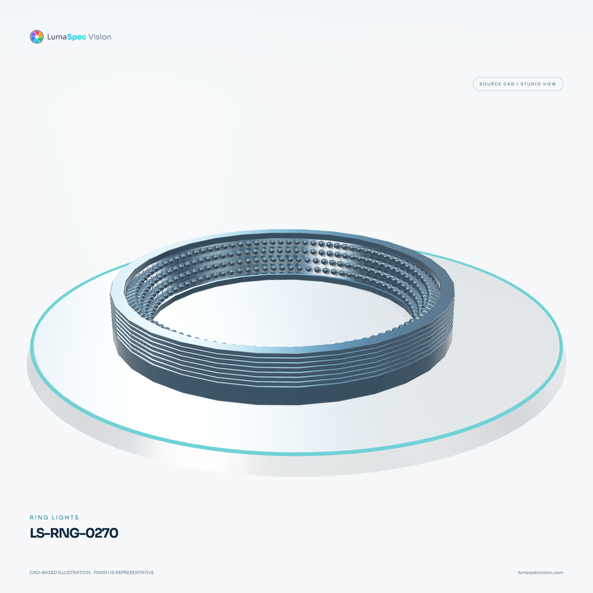LS-RNG-0270 — Ring lights, 3D view 3. CAD-based illustration; finish is representative.