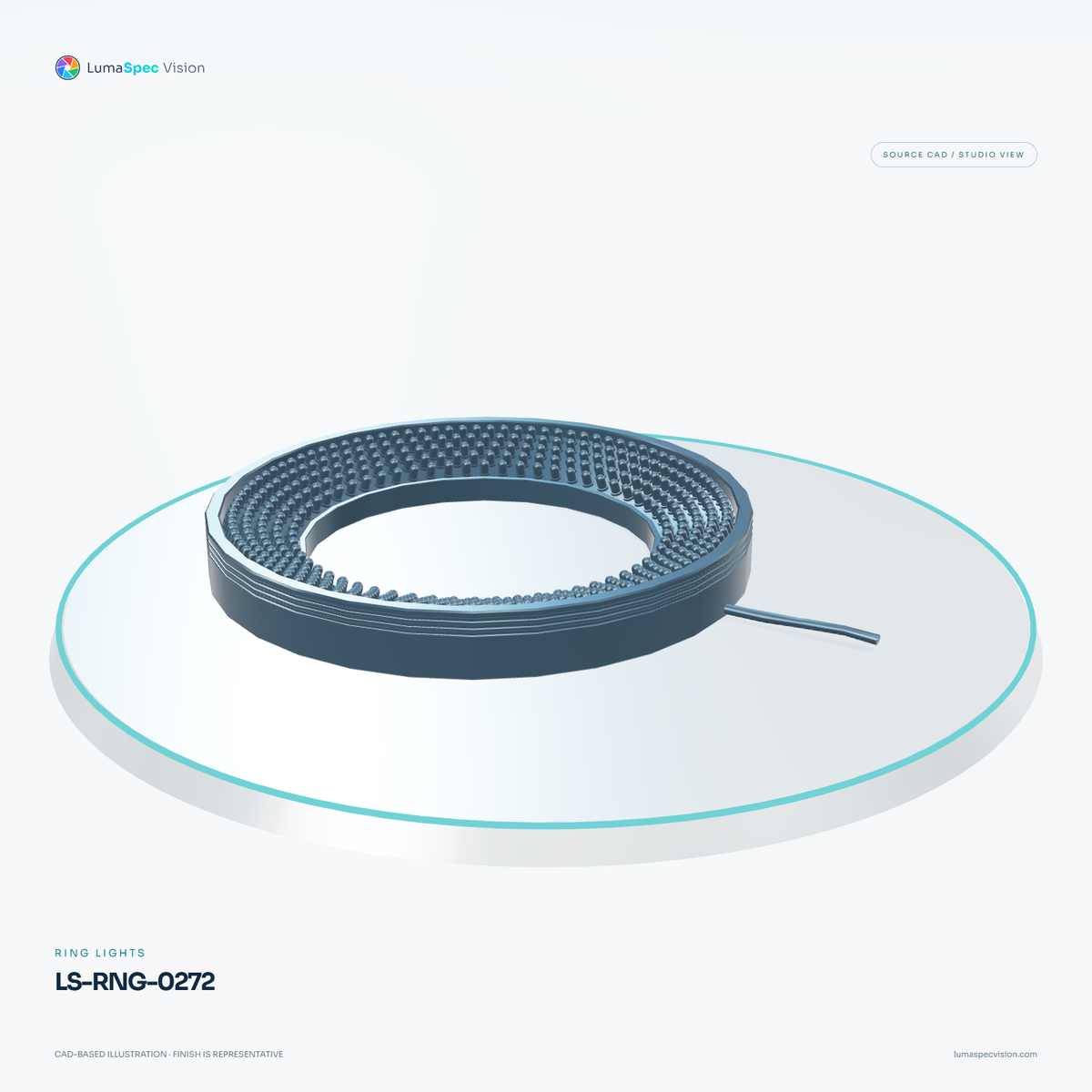 LS-RNG-0272 — Ring lights, 3D view 2. CAD-based illustration; finish is representative.