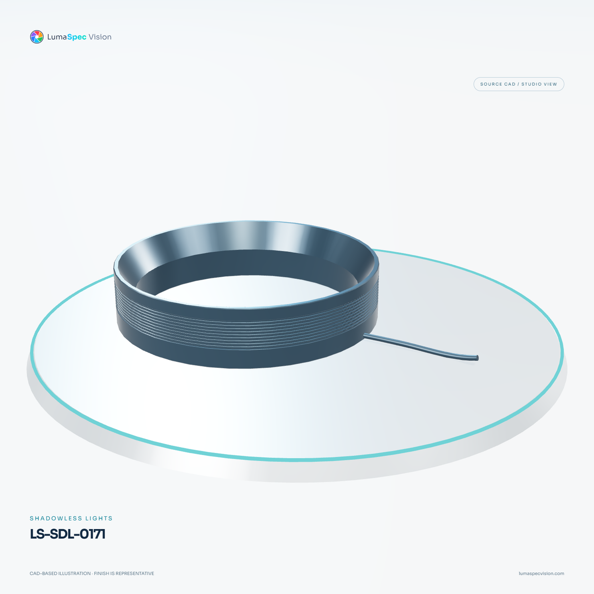LS-SDL-0171 — Shadowless lights, 3D view 2. CAD-based illustration; finish is representative.
