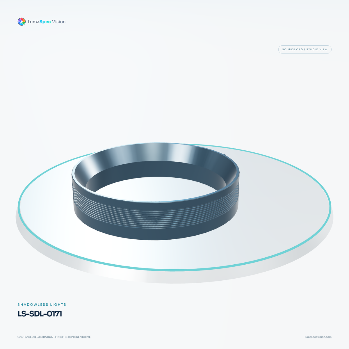LS-SDL-0171 — Shadowless lights, 3D view 3. CAD-based illustration; finish is representative.
