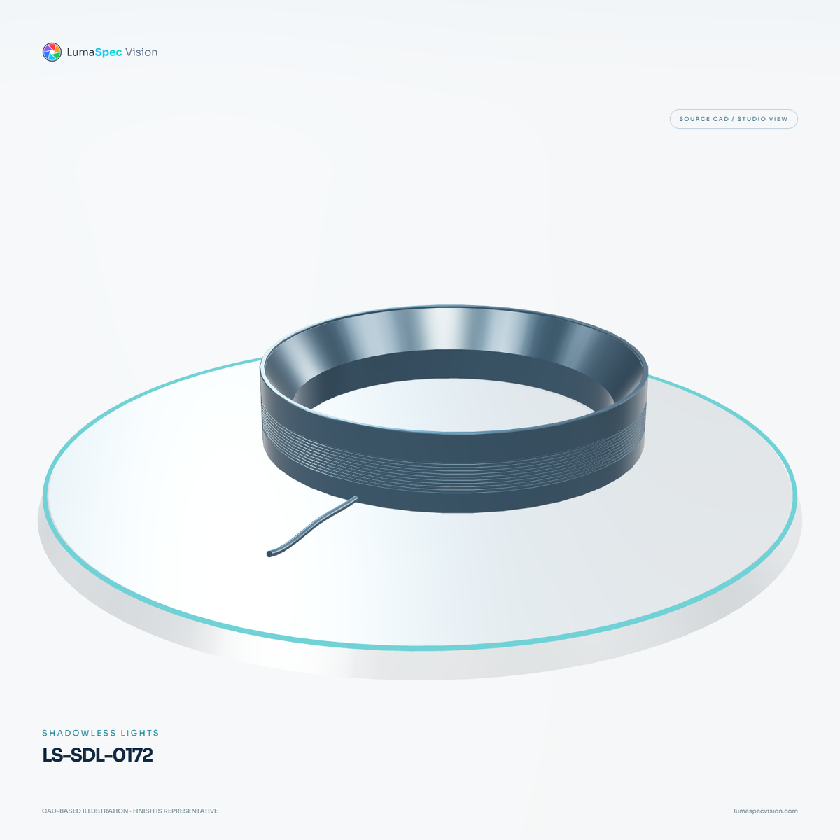 LS-SDL-0172 — Shadowless lights, 3D view 1. CAD-based illustration; finish is representative.