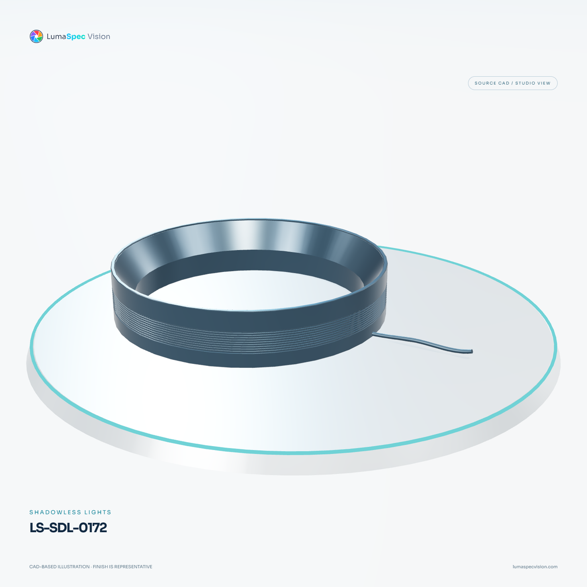 LS-SDL-0172 — Shadowless lights, 3D view 2. CAD-based illustration; finish is representative.