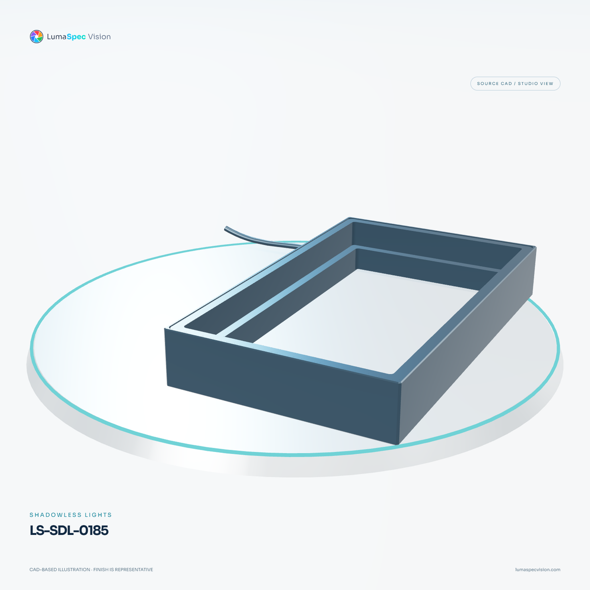 LS-SDL-0185 — Shadowless lights, 3D view 1. CAD-based illustration; finish is representative.