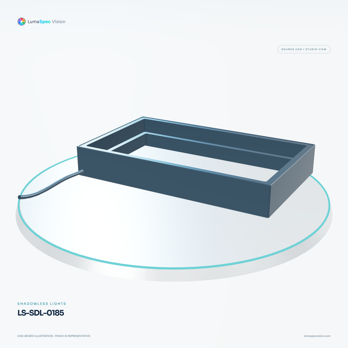 LS-SDL-0185 — Shadowless lights, 3D view 2. CAD-based illustration; finish is representative.