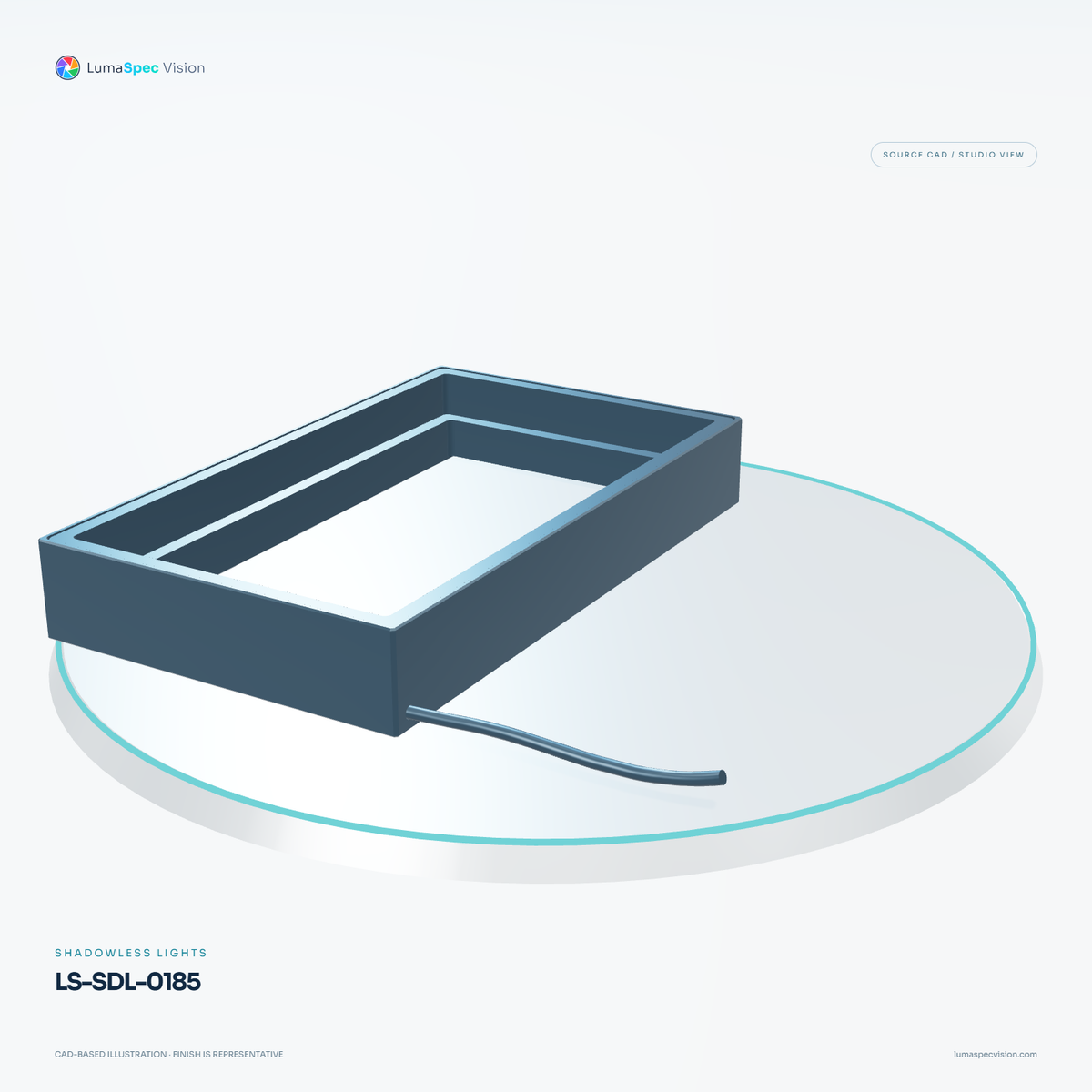 LS-SDL-0185 — Shadowless lights, 3D view 3. CAD-based illustration; finish is representative.