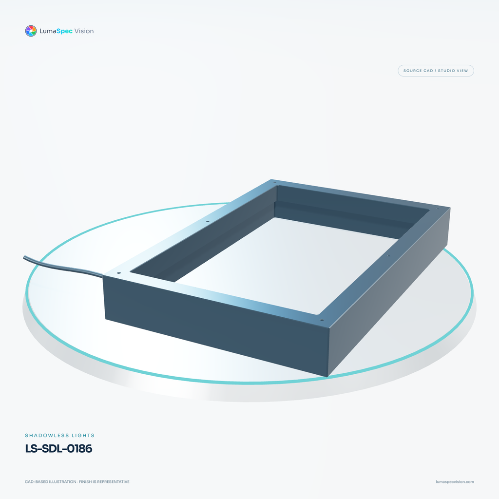 LS-SDL-0186 — Shadowless lights, 3D view 1. CAD-based illustration; finish is representative.