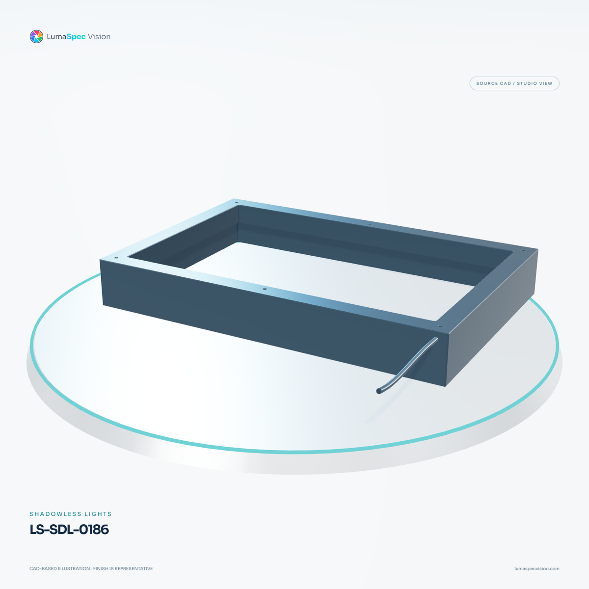 LS-SDL-0186 — Shadowless lights, 3D view 2. CAD-based illustration; finish is representative.