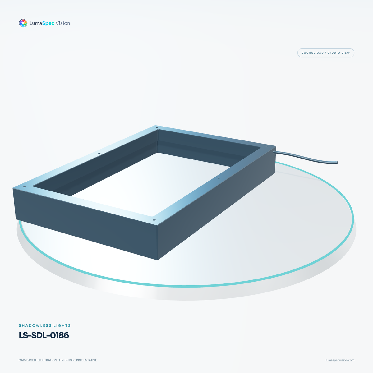 LS-SDL-0186 — Shadowless lights, 3D view 3. CAD-based illustration; finish is representative.