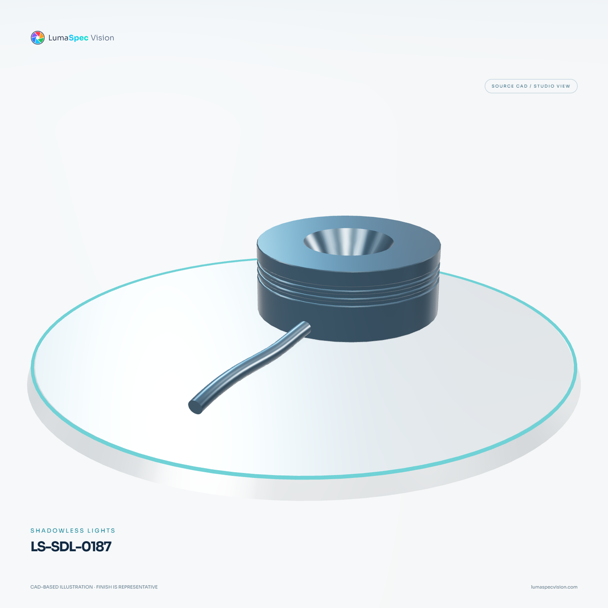 LS-SDL-0187 — Shadowless lights, 3D view 1. CAD-based illustration; finish is representative.