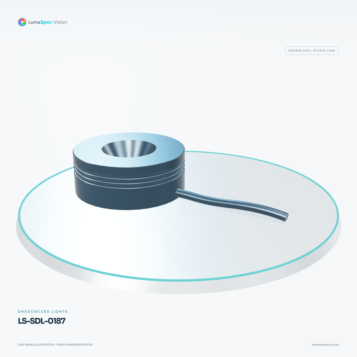 LS-SDL-0187 — Shadowless lights, 3D view 2. CAD-based illustration; finish is representative.
