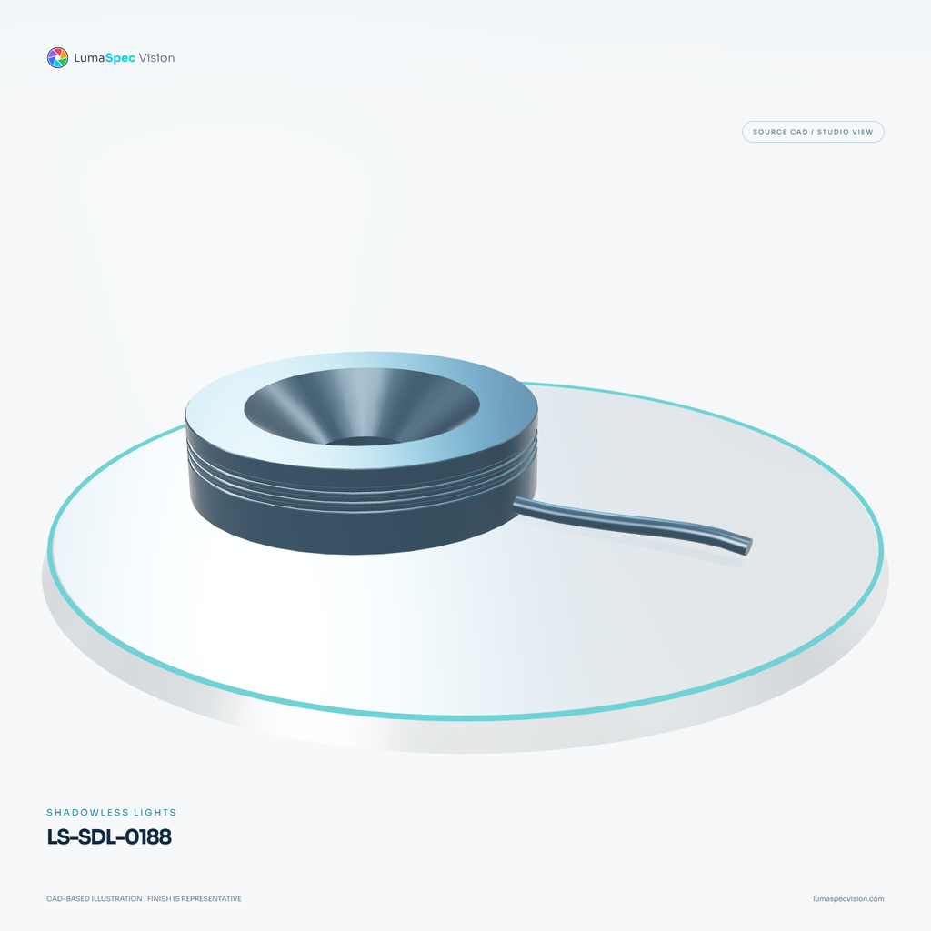 LS-SDL-0188 — Shadowless lights, 3D view 2. CAD-based illustration; finish is representative.