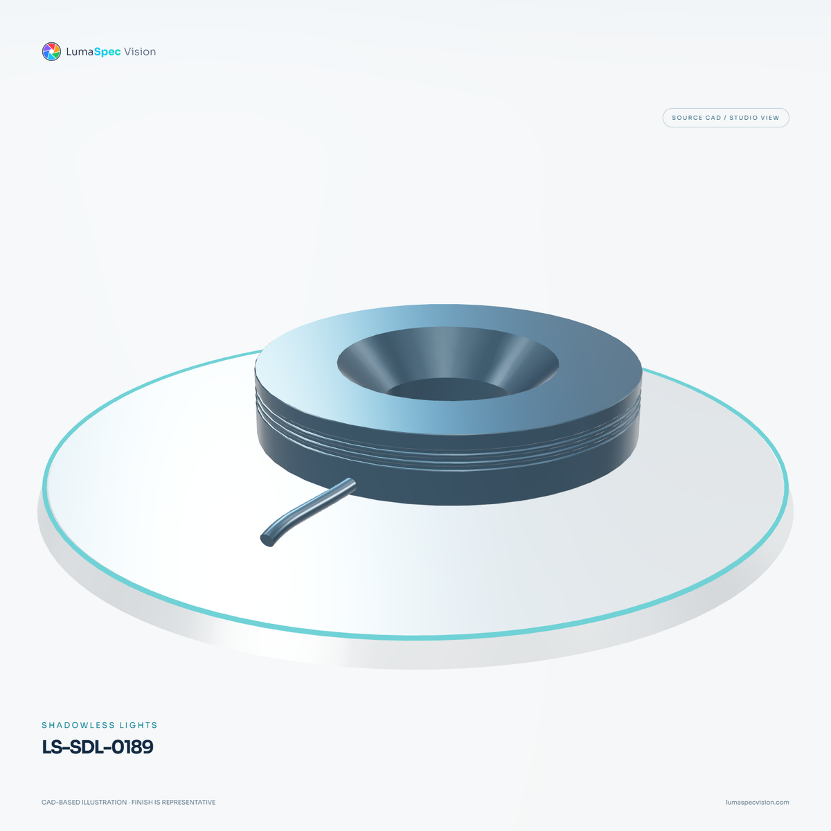LS-SDL-0189 — Shadowless lights, 3D view 1. CAD-based illustration; finish is representative.