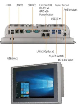 10.1" fanless touch panel PC, Intel Celeron / Core i5 / i7 (LS-YBT10X)
